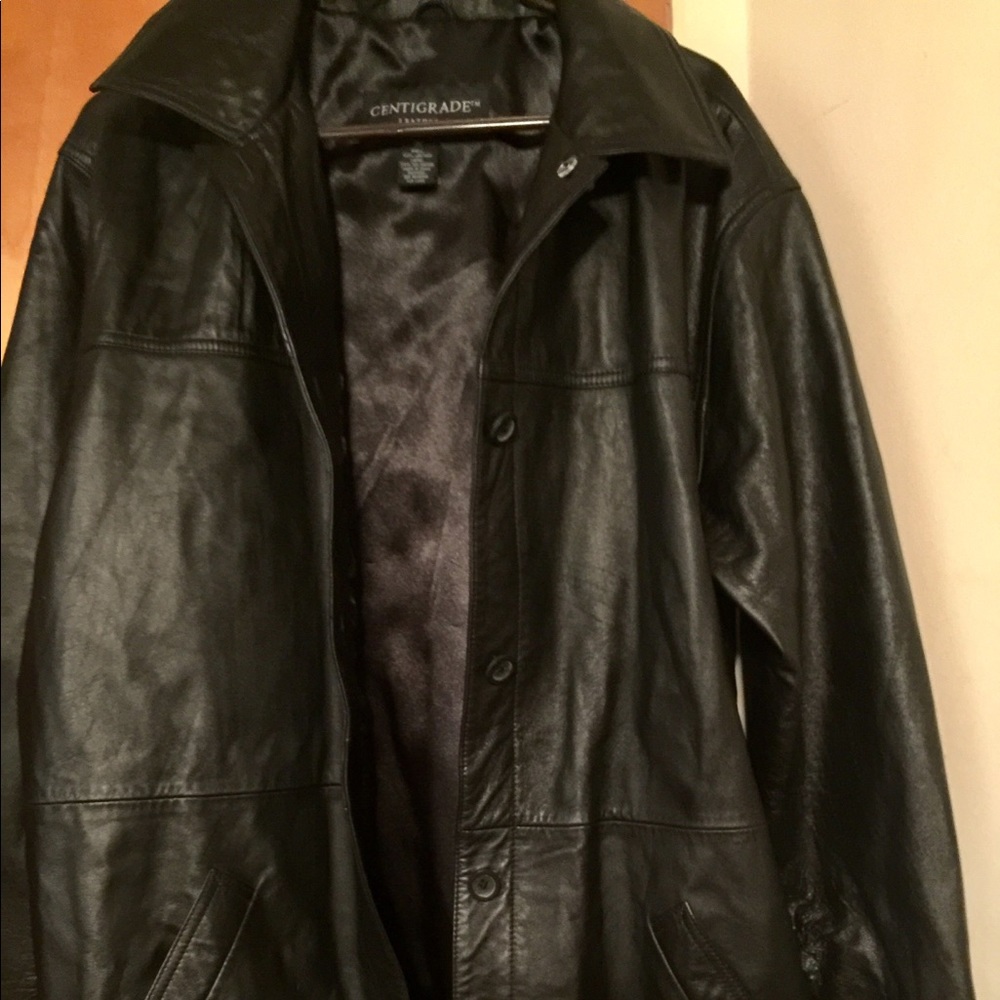 NWOT heavyweight leather drivers length jacket